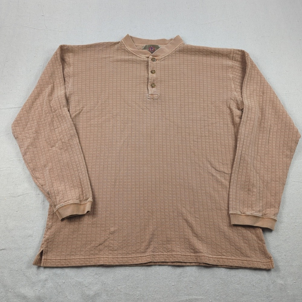 Territory Ahead‎ Shirt Mens Large Brown Henley Thermal Waffle Pullover